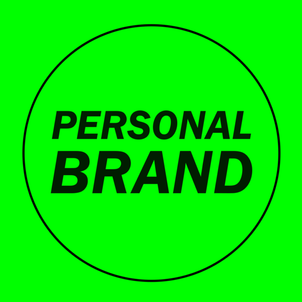 Sticker reading 'Personal Brand'.