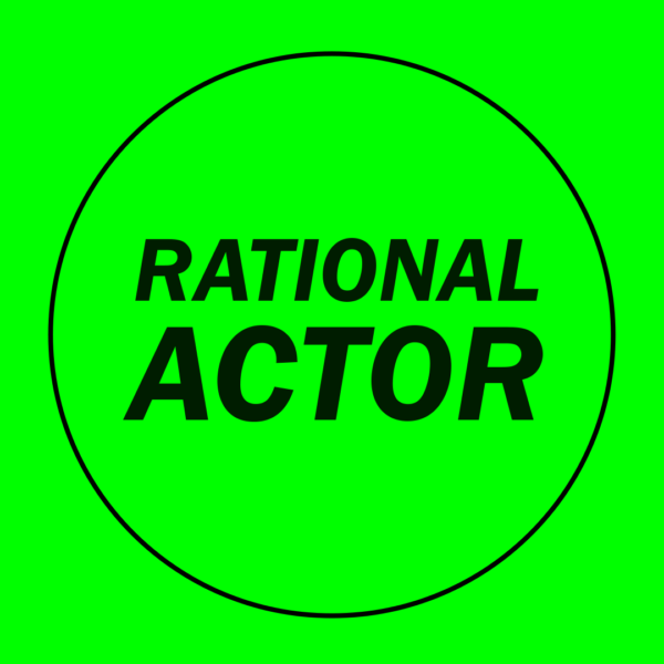 Sticker reading 'Rational Actor'.