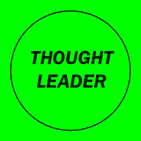 Sticker reading 'Thought Leader'.